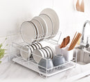 2 Tier Dish Drainer with Cutlery Holder White-2