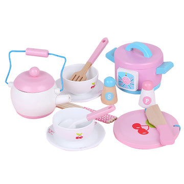 Kids Wooden Kitchen Tea Set Pretend Play - 0