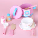 Kids Wooden Kitchen Tea Set Pretend Play-5