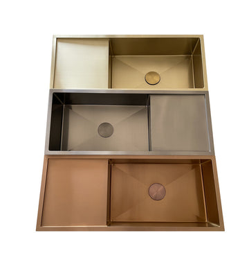 2024 Brushed Gunmetal single long bowl drainer stainless steel 304 kitchen sink - 0