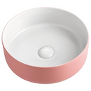 2021 Matte Pink outside Round 360 mm Dia top counter basin porcelain sink-2