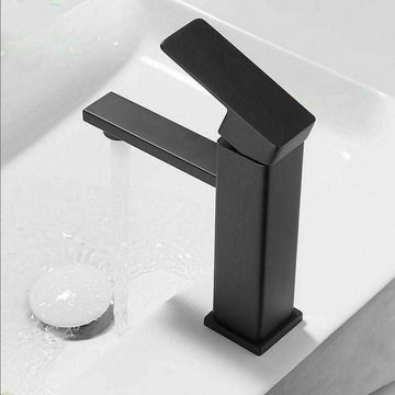 2021 Square Cube style basin mount tap low faucet Matte Black tap mixer spout - 0