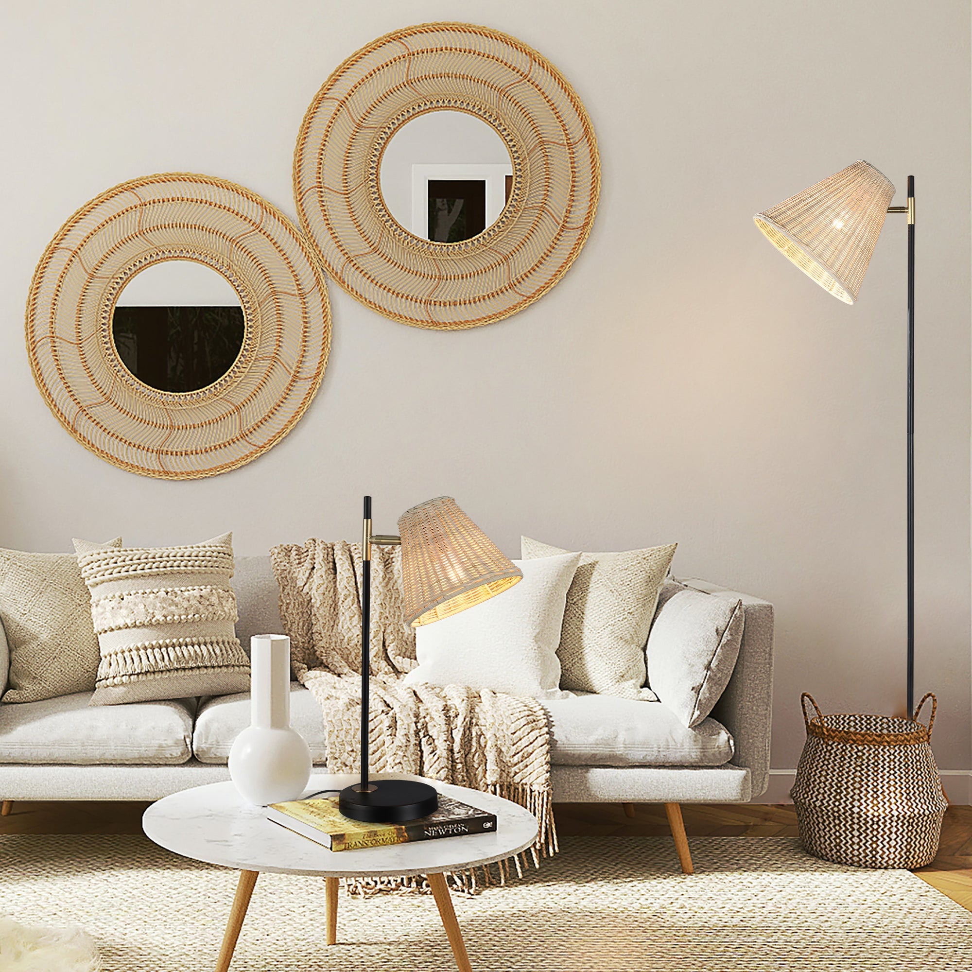 Yvette Rattan Floor Lamp - 0