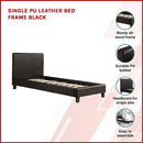Single PU Leather Bed Frame Black-3