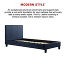 Single PU Leather Bed Frame Blue-8