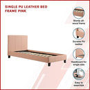 Single PU Leather Bed Frame Pink-3