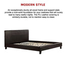 Queen PU Leather Bed Frame Brown-8