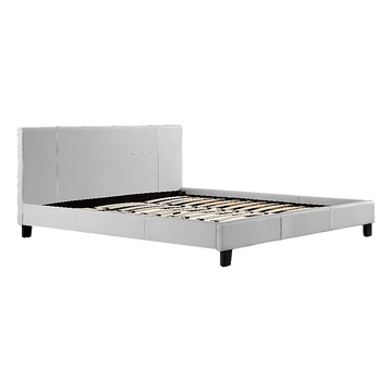 King PU Leather Bed Frame White