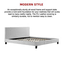 King PU Leather Bed Frame White-8