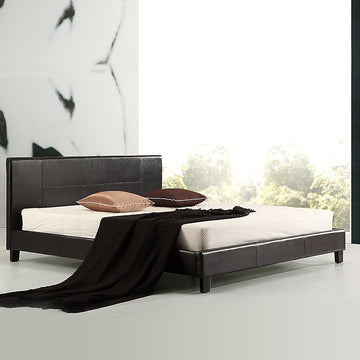 King PU Leather Bed Frame Black - 0