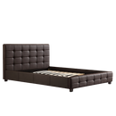 Double PU Leather Deluxe Bed Frame Brown-1
