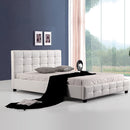 Queen PU Leather Deluxe Bed Frame White-2