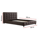 Queen PU Leather Deluxe Bed Frame Brown-8