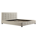 King PU Leather Deluxe Bed Frame White-1
