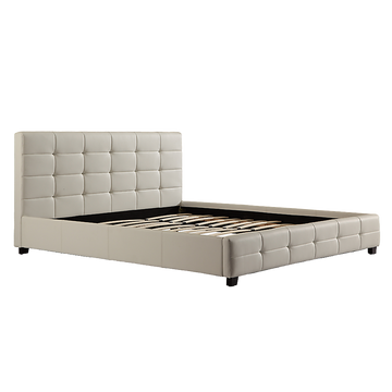 King PU Leather Deluxe Bed Frame White