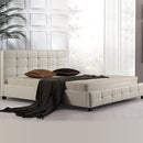 King PU Leather Deluxe Bed Frame White-2