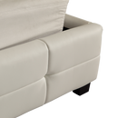 King PU Leather Deluxe Bed Frame White-5