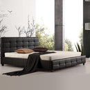 King PU Leather Deluxe Bed Frame Black-2