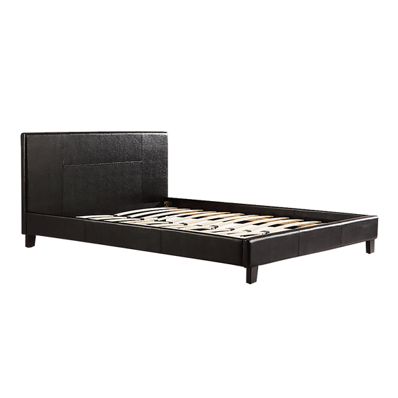 Queen PU Leather Bed Frame Black