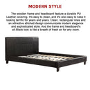 Queen PU Leather Bed Frame Black-7