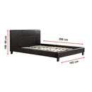 Queen PU Leather Bed Frame Black-8