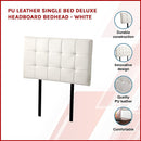 PU Leather Single Bed Deluxe Headboard Bedhead - White-3