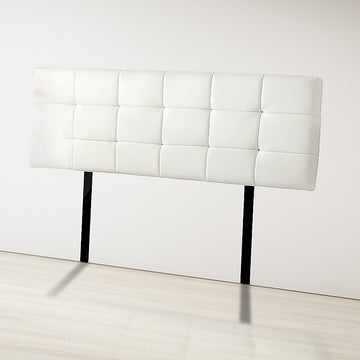 PU Leather Queen Bed Deluxe Headboard Bedhead - White - 0