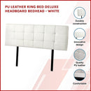 PU Leather King Bed Deluxe Headboard Bedhead - White-2