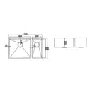 715x440mm Handmade Stainless Steel Undermount / Topmount Kitchen Sink with Waste-7