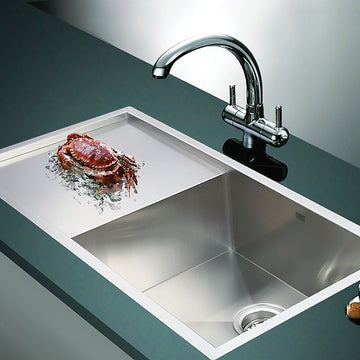 960x450mm Handmade Stainless Steel Undermount / Topmount Kitchen Sink with Waste - 0