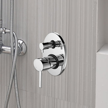 Chrome Bathroom Shower Wall Mixer Diverter w/ WaterMark - 0