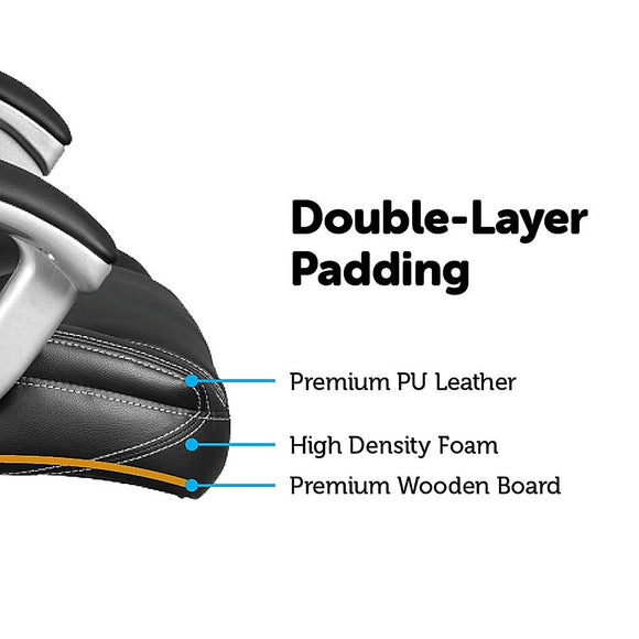 PU Leather Executive Office Chair – Ergonomic Swivel Computer Desk Chair in Black