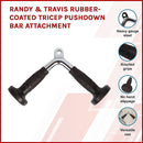 Randy & Travis Rubber-Coated Tricep Pushdown Bar Attachment-4