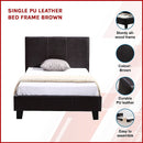 Single PU Leather Bed Frame Brown-3