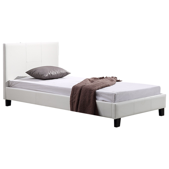 Single PU Leather Bed Frame White