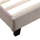 Queen Linen Fabric Bed Frame Beige-4