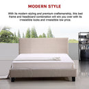 Queen Linen Fabric Bed Frame Beige-7