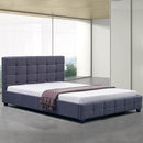 Linen Fabric Double Deluxe Bed Frame Grey-2
