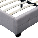 Linen Fabric Queen Deluxe Bed Frame Beige-4