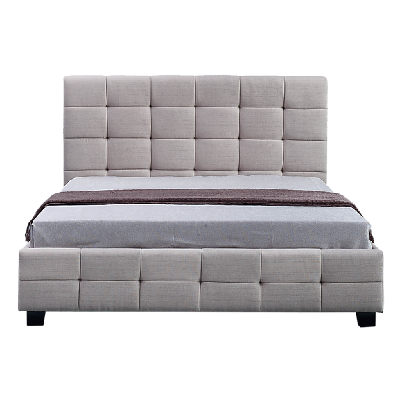 Linen Fabric Queen Deluxe Bed Frame Beige