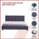 Linen Fabric King Deluxe Bed Frame Grey-3