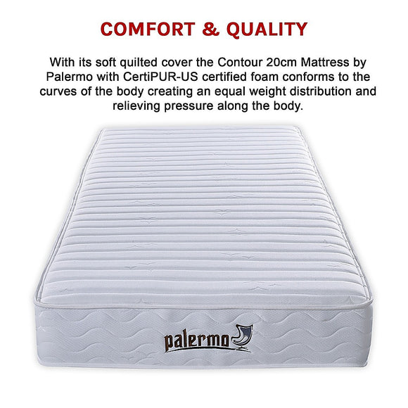 Contour Encased Coil Single Mattress – Hybrid Support with CertiPUR-US® Certified Foam Comfort Layers