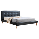 Double PU Leather Deluxe Bed Frame Black-1