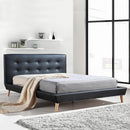 Double PU Leather Deluxe Bed Frame Black-2