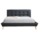 Double PU Leather Deluxe Bed Frame Black-6