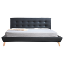 King PU Leather Deluxe Bed Frame Black-6