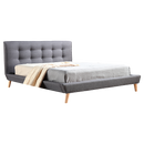 Queen Linen Fabric Deluxe Bed Frame Grey-1