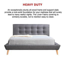 Queen Linen Fabric Deluxe Bed Frame Grey-7