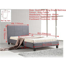 King Single Linen Fabric Bed Frame Grey-8