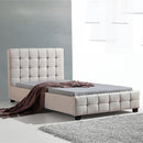 King Single Linen Fabric Deluxe Bed Frame Beige-2